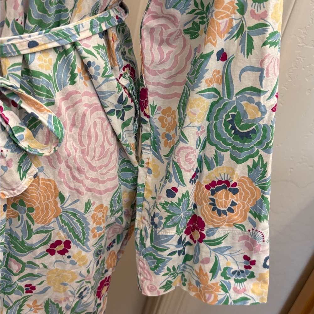 Vintage Floral Cotton Belted Full Length Lightweight Robe Size OS - Picture 7 of 10